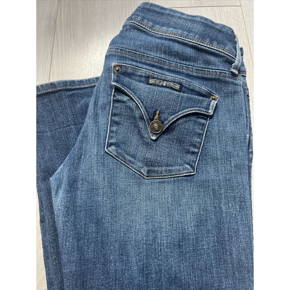 Hudson Womens Collin Mid Rise Skinny Jeans Medium Wash Flap Pocket Sz 28